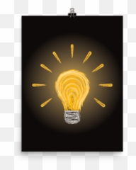 Light In The Dark Wall - Incandescent Light Bulb Emoji,24x36.emotion Poater