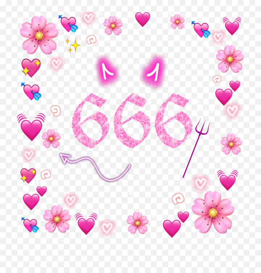 Devil Pink 666 Horns Tail Trident Sticker By - Heart Emoji Head Png,Pink Heart With Horns Emojis