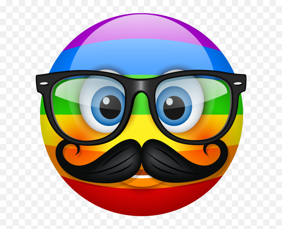 Hipster Emoticon Transparent Png Image - Clipart Rainbow Smiley Face Emoji,Rainbow Emoji