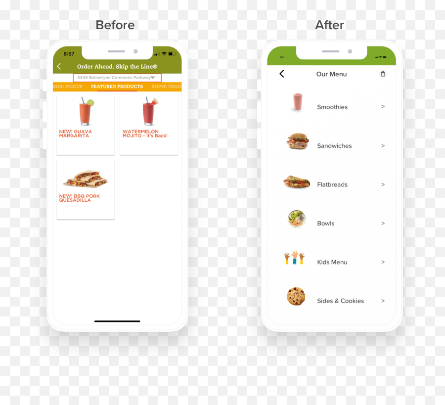 Tropical Smoothie Cafe Mobile App Redesign By Emoji,Flatbread Emoji