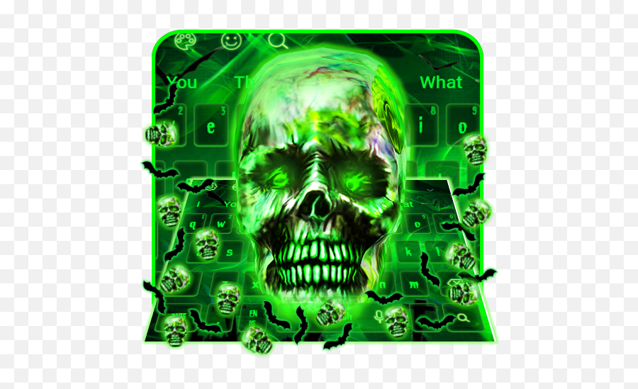 Magical Green Zombie Skull Gravity Keyboard Theme Scary Emoji