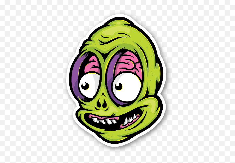 Die Cut Baker Dangerbrain Alien Sticker - Alien Stickers Emoji,Alien Emoticon On Facebook