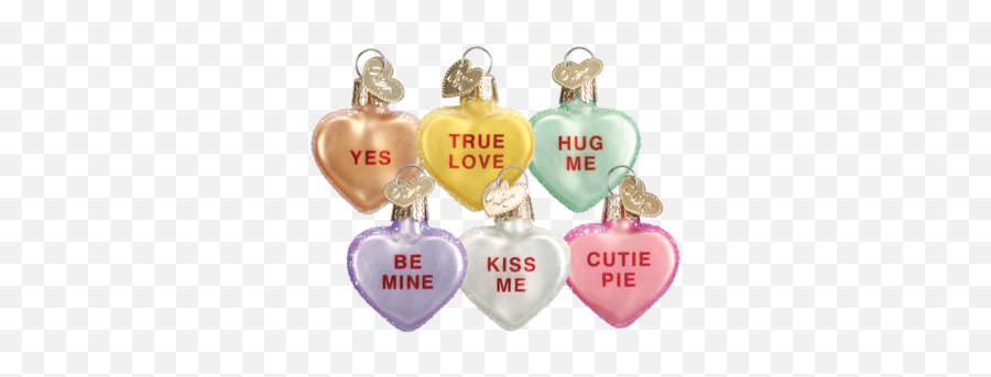 Old World Conversation Hearts Glass - Conversation Heart Glitter Ornaments Emoji,Heart Hug Emoji