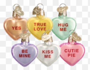 Old World Conversation Hearts Glass - Conversation Heart Glitter Ornaments Emoji,Heart Hug Emoji