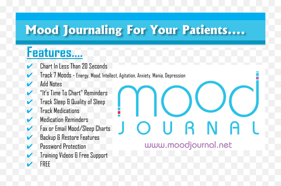 Mood Journal Print Flyer For Patients Emoji,Anxiety Emoji