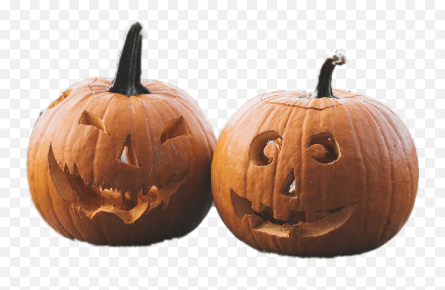 Two Halloween Pumpkins Transparent Png - Stickpng Pumpkin Halloween Emoji,Emoticon Pumpkin Carving