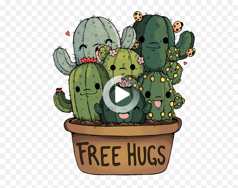 Cute Doodle Art Cactus Drawing - Cactus Wants A Hug Emoji,Cactus Emoji