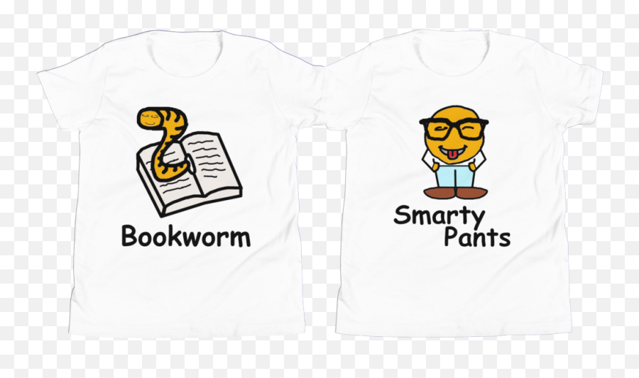 Bookworm U0026 Smarty Pants - Pair Of Youth Shirts For Adult Emoji,Bookworm Emoticon