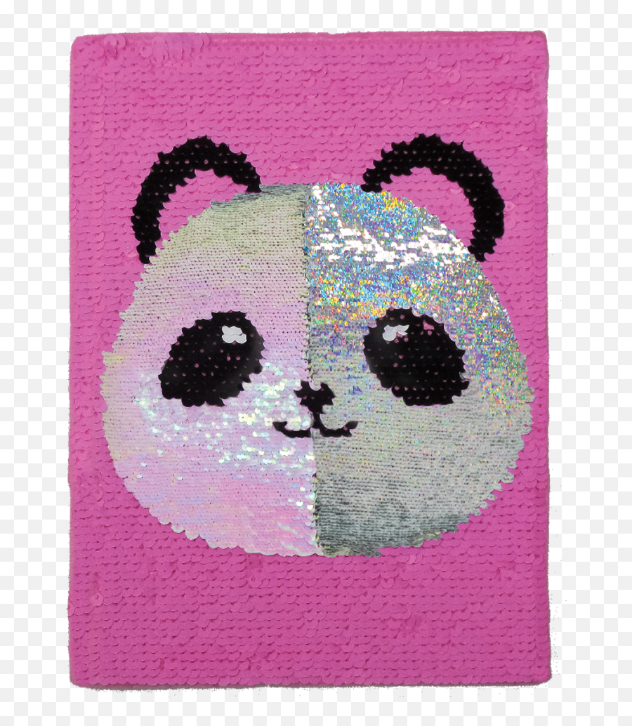 Panda Reversible Sequin Journal - Panda Sequin Notebook Emoji,Emoji Cross Stitch Shiny Heart