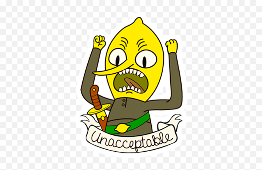 Adventure Time Lemongrab Unacceptable - Sticker Mania Adventure Time Stickers Emoji,Bmo Emoticon