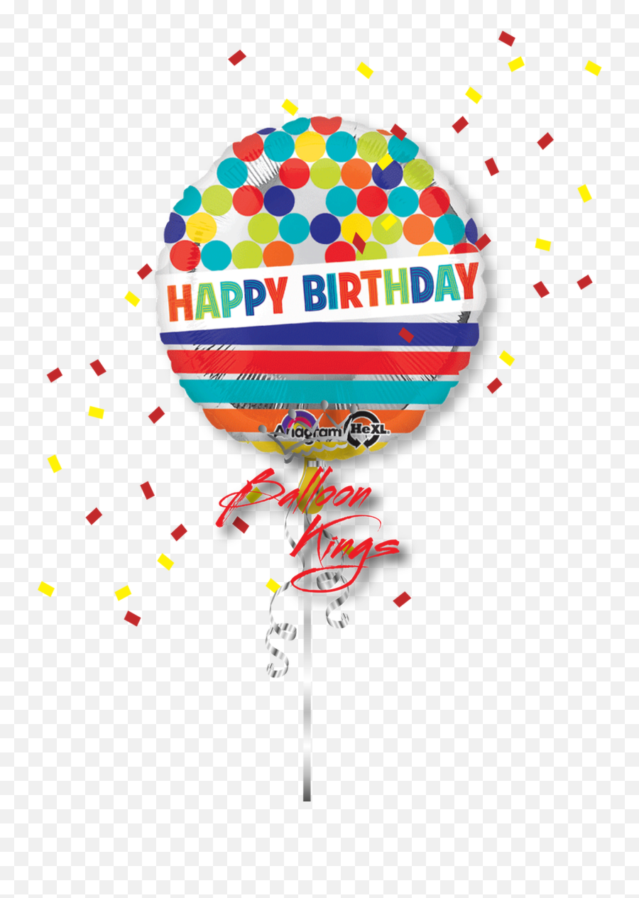 Happy Birthday Dots And Stripes - Balloon Emoji,Happy Birthday Emojis For Email