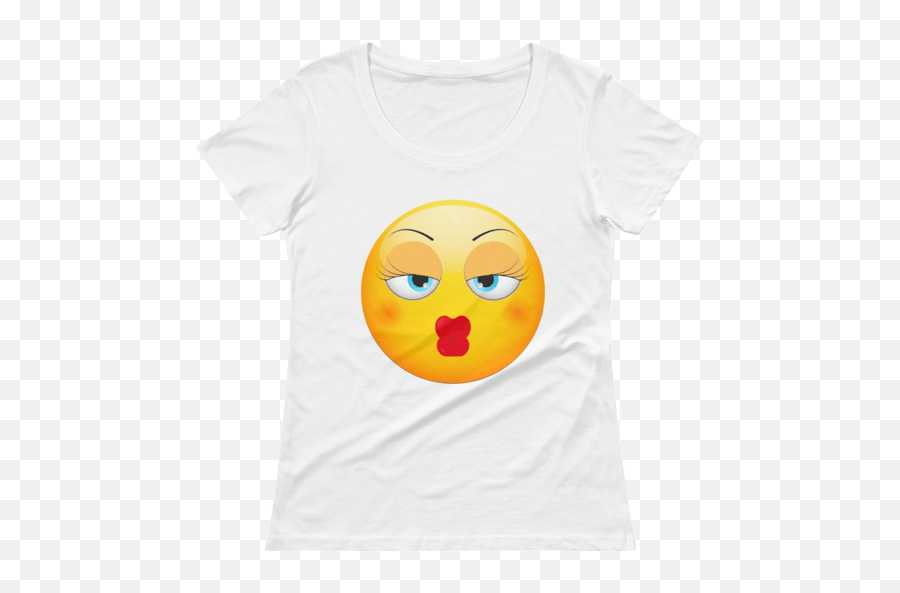 Ladiesu0027 Baby Kiss Emoji Scoopneck T - Shirt 2021 Scoop Neck,Raspberry Emoji