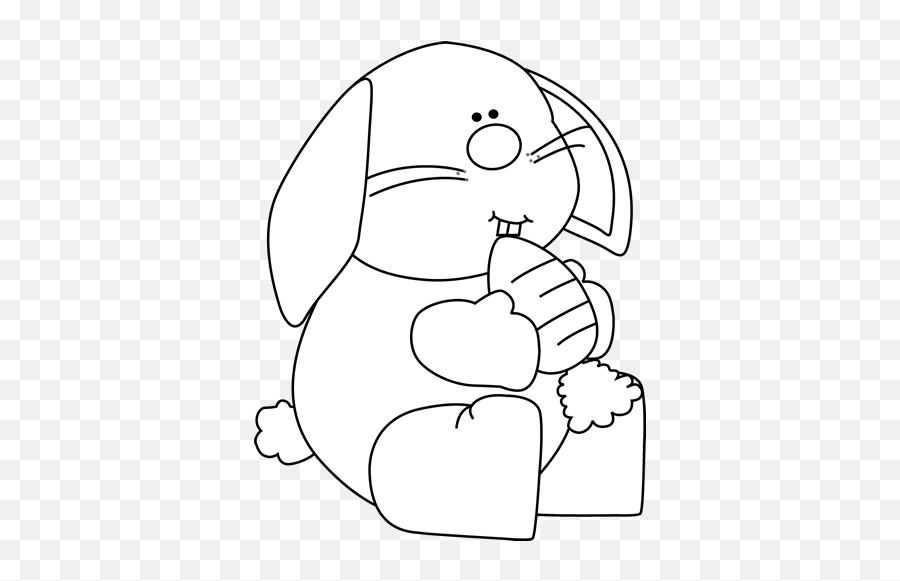 Clipart Rabbit Eat Black And White - Rabbit Eating Carrot Black And White Png Emoji,Rabbit Emotion Art