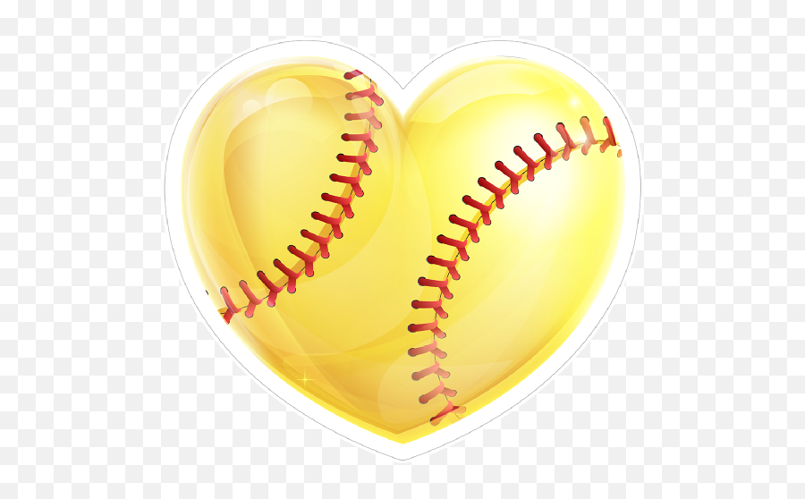 Shiny Yellow Heart Softball Sticker Emoji,Emoji Softball Vs Baseball