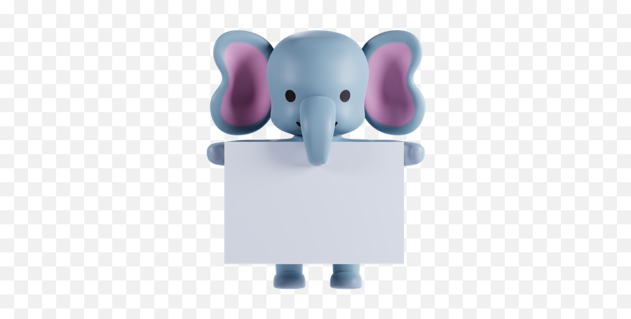 Premium Elephant Holding Placard 3d Illustration Download In Emoji,Elepahnt Emoji