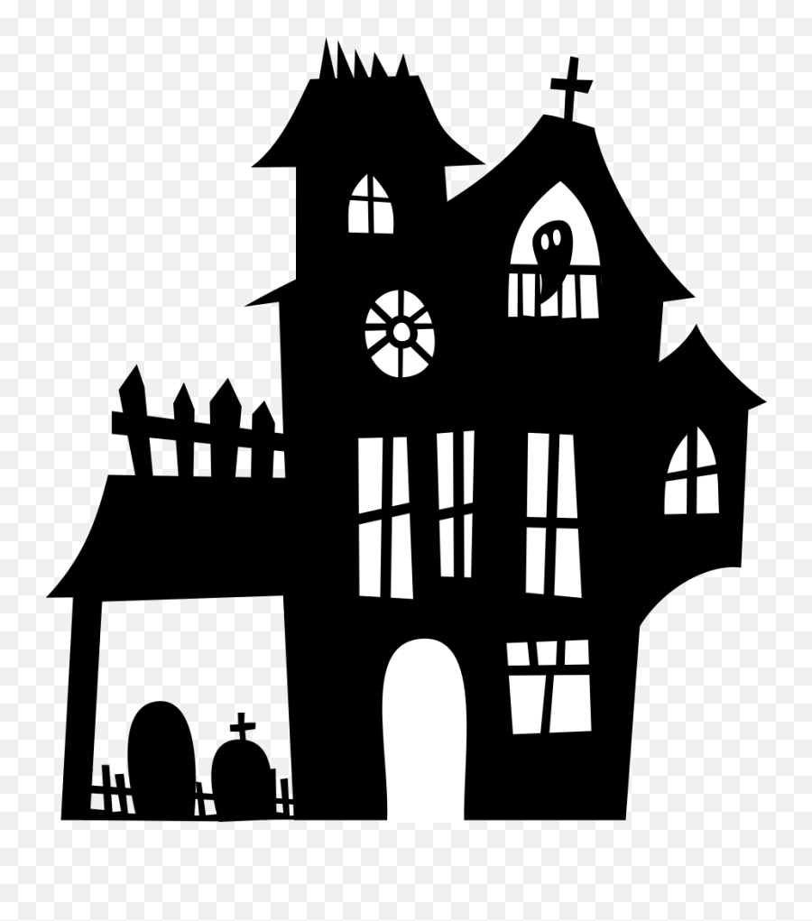 Haunted House Silhouette Png Haunted - Haunted House Clipart Png Emoji,Ghost Emoji Pumpkin Stencils