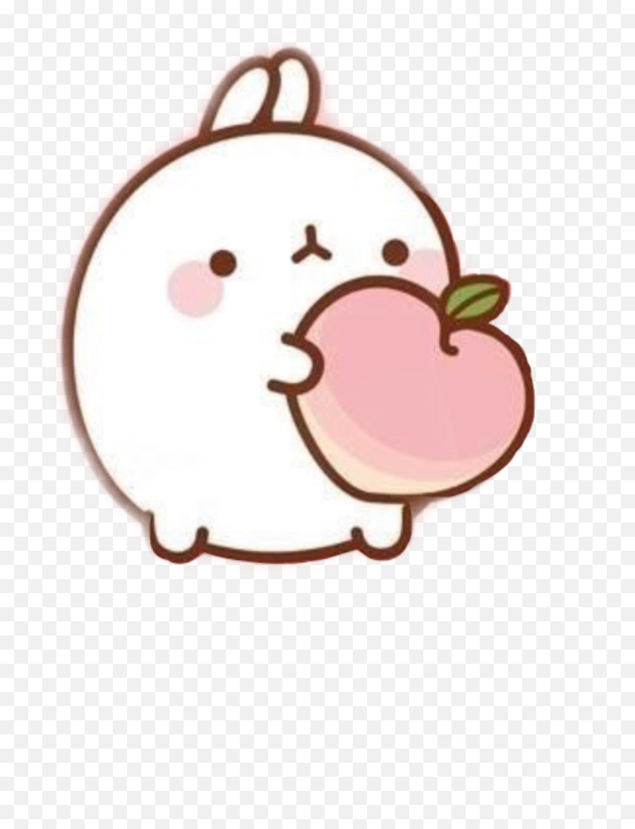 Molang Peach Aesthetic Cute Sticker - Kawaii Bunny Emoji,Molang Emoji