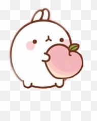 Molang Peach Aesthetic Cute Sticker - Kawaii Bunny Emoji,Molang Emoji