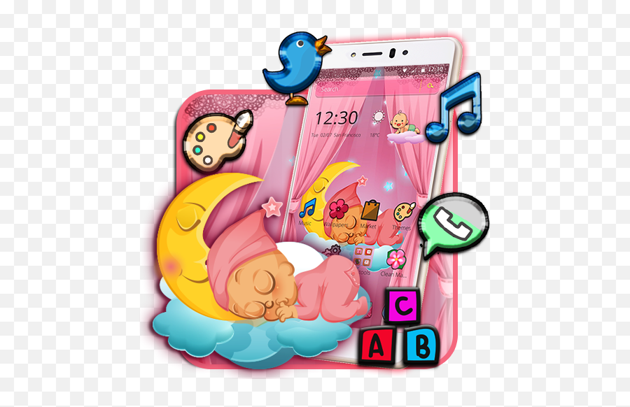 Pink Angel Baby Theme U2013 Apps No Google Play - Mobile Phone Emoji,Emoticon Doormindo Fotos Para Status