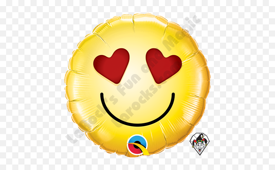 09 Inch Round Smiley Love Foil Balloon Qualatex 1ct - Balao Bola De Tenis Emoji,Rock Out Emoticon Facebook