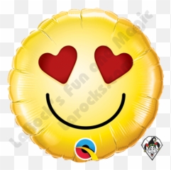 09 Inch Round Smiley Love Foil Balloon Qualatex 1ct - Balao Bola De Tenis Emoji,Rock Out Emoticon Facebook