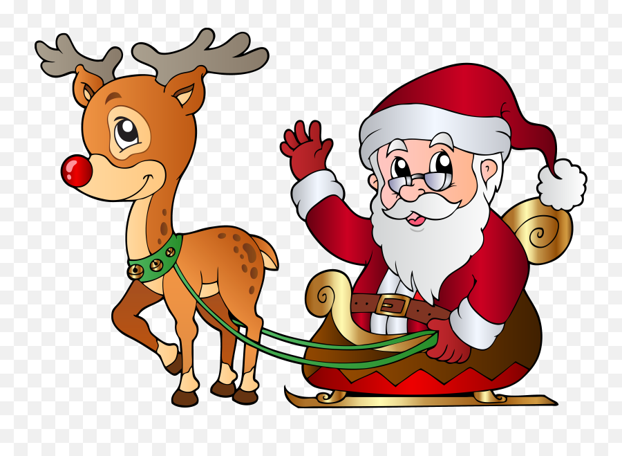 Santa Rudolph Clipart Free Download - Santa And Reindeer Cartoon Emoji,Rudolph Emoji