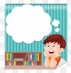 Cartoon Boy Thinking With White Bubble Emoji,Suspecting Text Emoticon