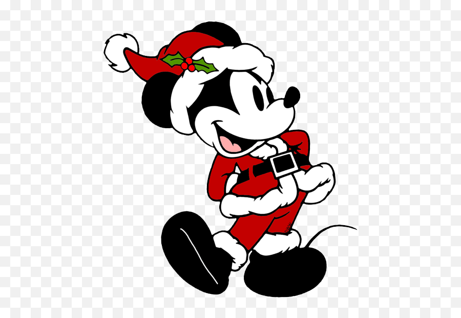 Vintage Mickey Mouse Christmas - Clip Art Library Santa Minnie Mouse Svg Emoji,Mickey Mouse Emotion Coloring Pages