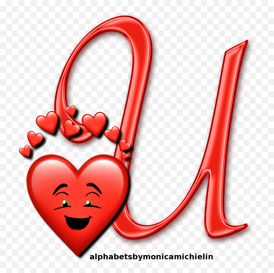 Monica Michielin Alphabets Red Hearts Love Smile Emoji,Love U Emoticon