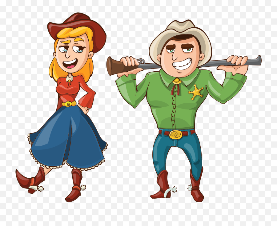 Drawing Of A Cowboy And Cowgirl On A White Background Free Emoji,Cabelas Grey Emotion Wrangler