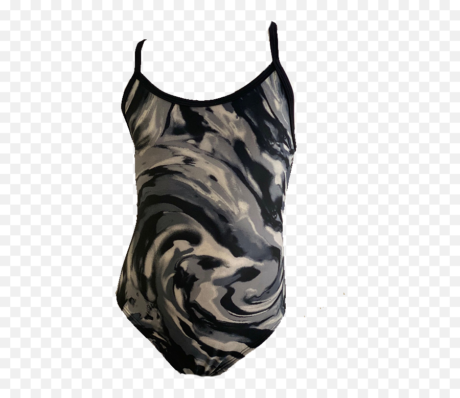 Toogs Thin Strap Swimsuit In Black With Grey Swirling Pattern With Black Straps - Sleeveless Emoji,Emoji Bikini Woman Flag