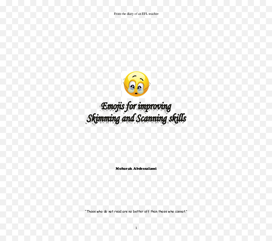 Pdf Emojis For Improving Skimming And Scanning Skills - Book Smiley,Teacher Emoji
