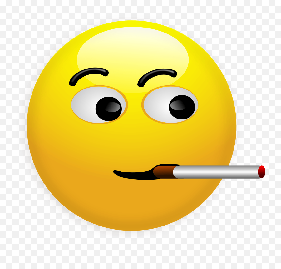 Openclipart - Clipping Culture Smiley Face With A Cigarette Emoji,Awesomeface Emoticon With Hair