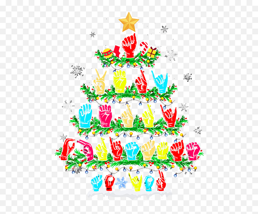 Funny Asl Christmas Tree Sign Language Xmas Deaf Pride Gift - For Holiday Emoji,Sign Language Emotions Poster To Print