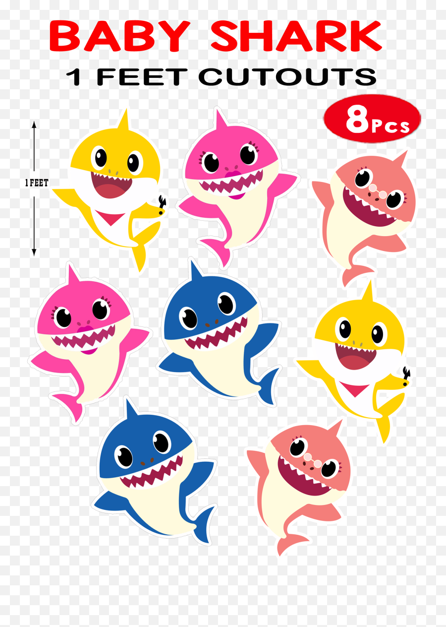 Wow Party Studio - Baby Shark Cutouts Emoji,Shark Emoticon Text
