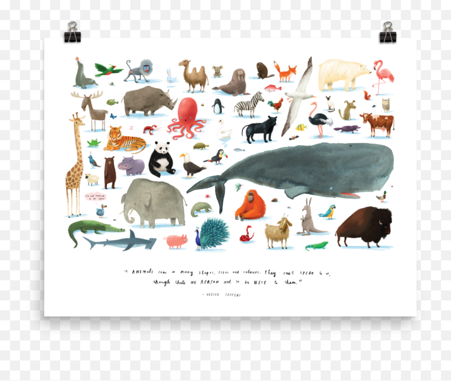 The Animals Art Poster - Here We Are Oliver Jeffers Animals Emoji,24x36.emotion Poater