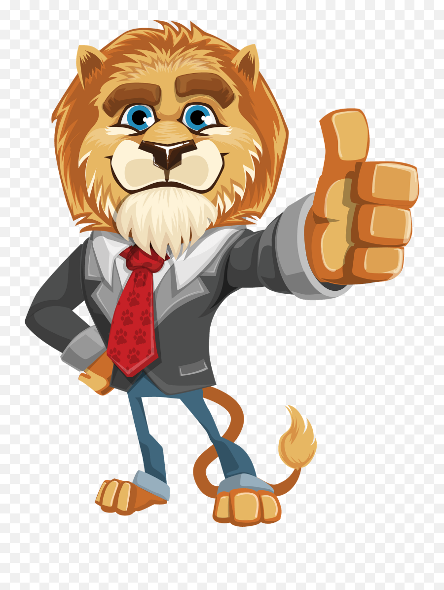Lion Giving Thumb Up Clipart - Lion In Suit Clipart Emoji,Thumbs Up Kawaii Emoticon Text