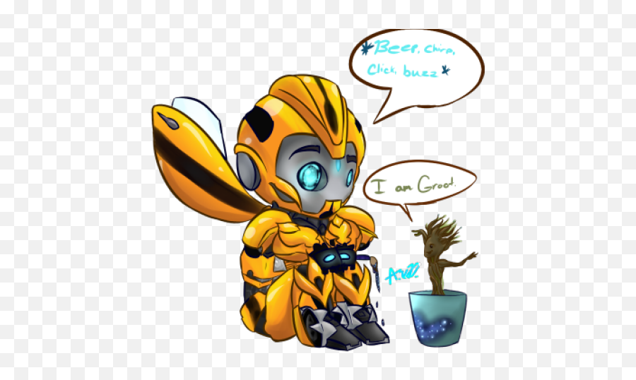 Drawn Bumblebee Kawaii - Transformers Bumblebee Kawaii Transformers Bumblebee Tattoo Cute Emoji,Groot Emoticon