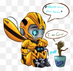 Drawn Bumblebee Kawaii - Transformers Bumblebee Kawaii Transformers Bumblebee Tattoo Cute Emoji,Groot Emoticon