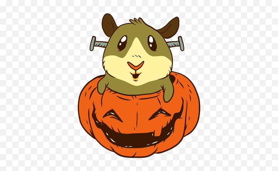 Guinea Pig In Pumpkin Cartoon - Guinea Pig Monster Emoji,Guinea Pig Emoticons