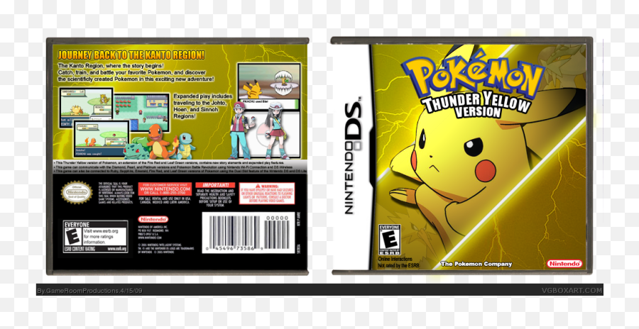 Pokemon Thunder Yellow Version Nintendo Ds Box Art Cover By Emoji,Pokemon Yellow Pikachu Thunder Emotion