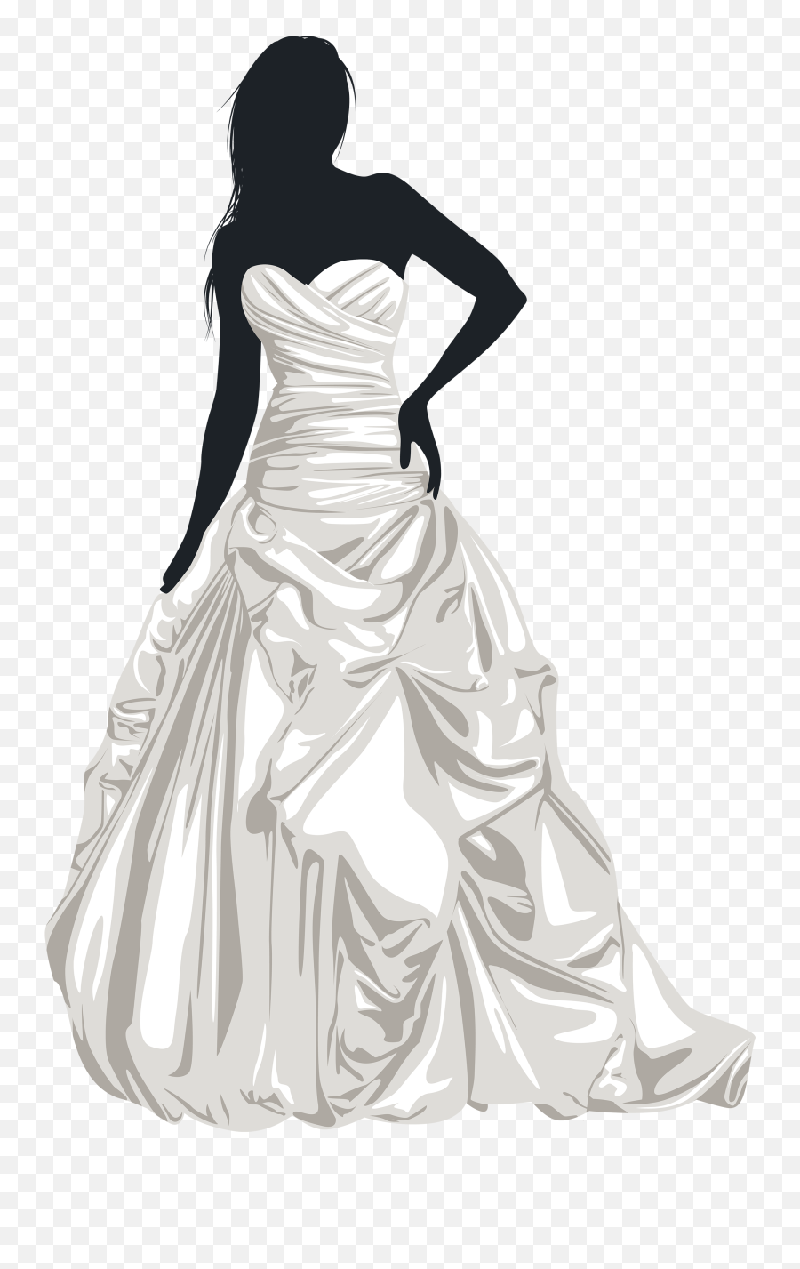 Bride Silhouette Wedding Dress Clip Art - Silueta De La Novia Boda Emoji,Wedding Dress Emoji