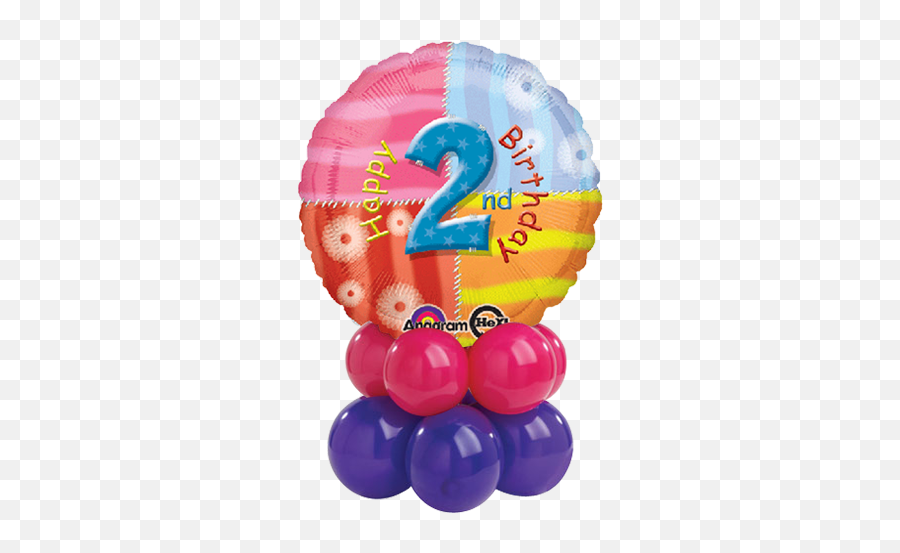Download Rainbow Slice 2nd Bday Balloon - Birthday Heart 2nd Birthday Balloons Png Emoji,Emoji Heart Balloons