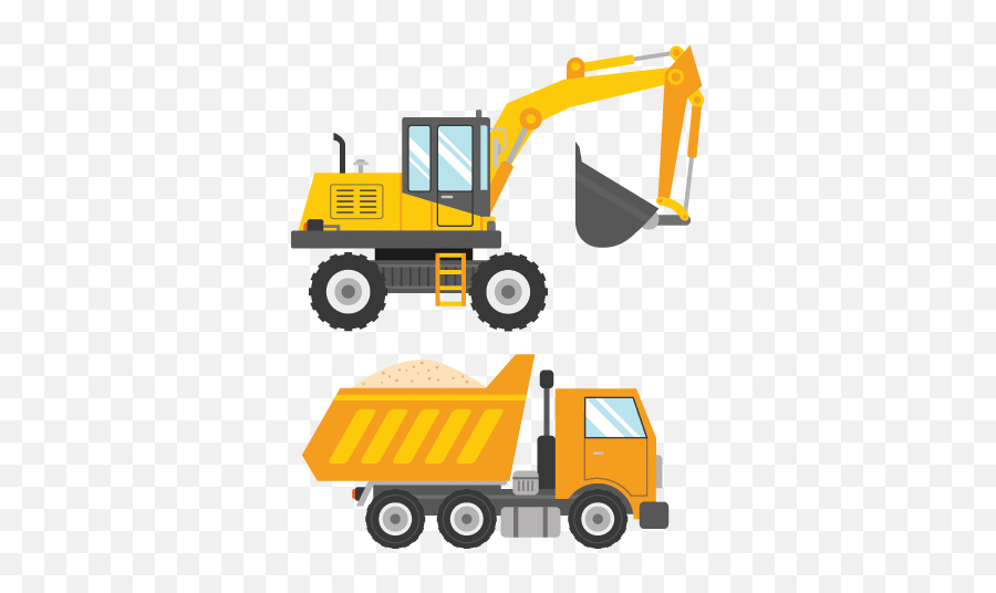 Kids Tipper And Digger Wall Sticker - Transparent Construction Truck Png Emoji,Dump Truck Emoticons