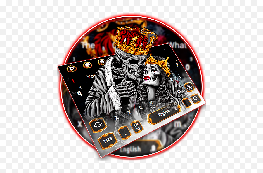 Gold Skull King Queen Keyboard Theme - Background Kings Queen Tengkorak Emoji,King And Queen Emoji