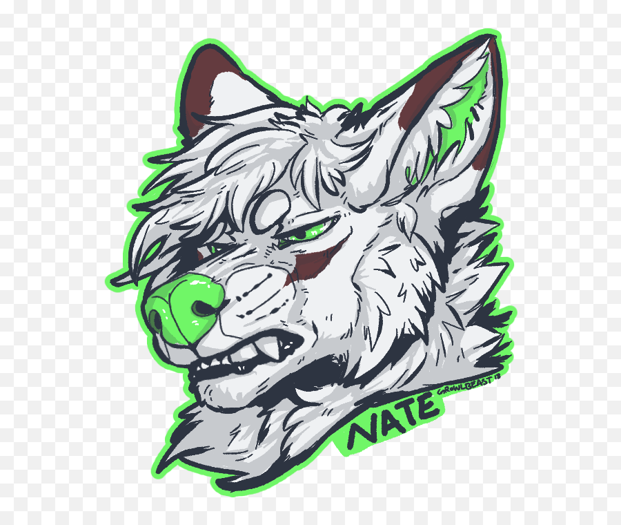 Snarky Wolf Face - By Tape Nma Wolf Clipart Full Size Head Art Oc Wolf Emoji,Howling Wolf Emoji