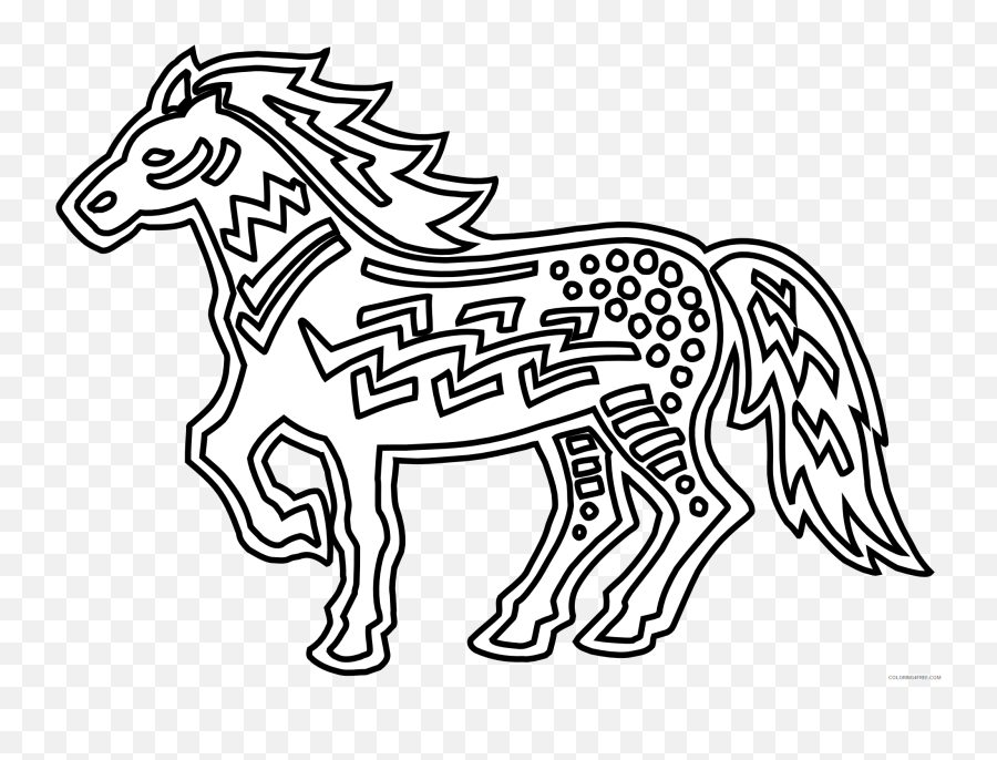 Black And White Horse Coloring Pages Figurative Horse Black - Navajo Coloring Page Emoji,Flag Horse Lady Music Emoji