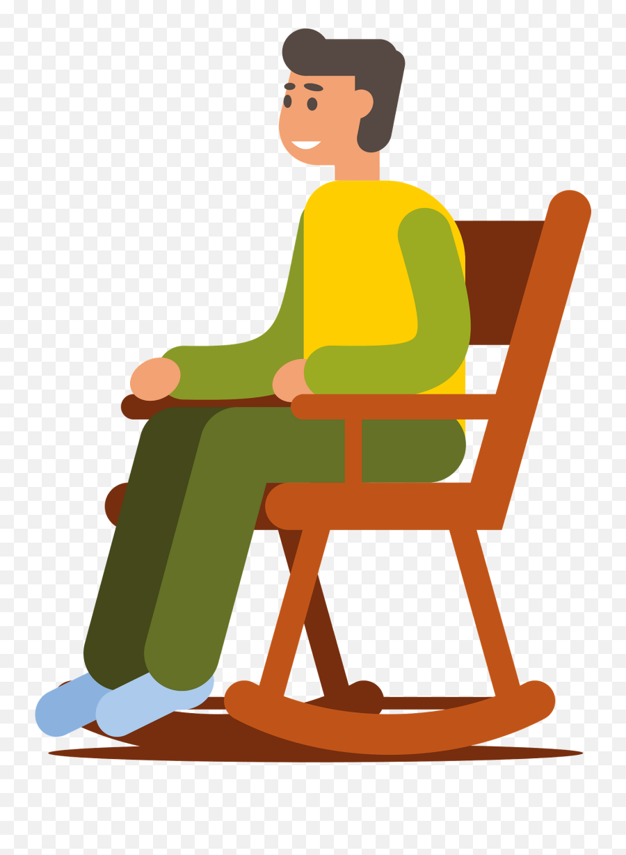 Man In Rocking Chair Clipart - Man Sitting On Chair Clipart Png Emoji,Chair Emoji