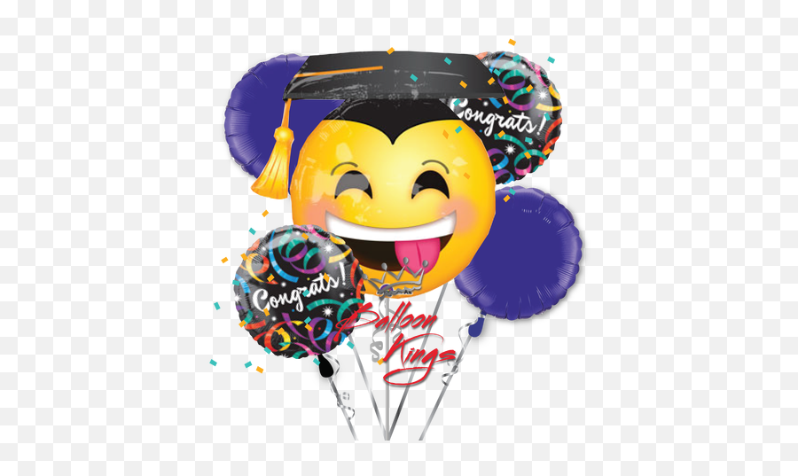 Awesome Graduation Face - Balloon Kings Emoji,Birthday Streamers Emoji