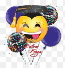 Awesome Graduation Face - Balloon Kings Emoji,Birthday Streamers Emoji
